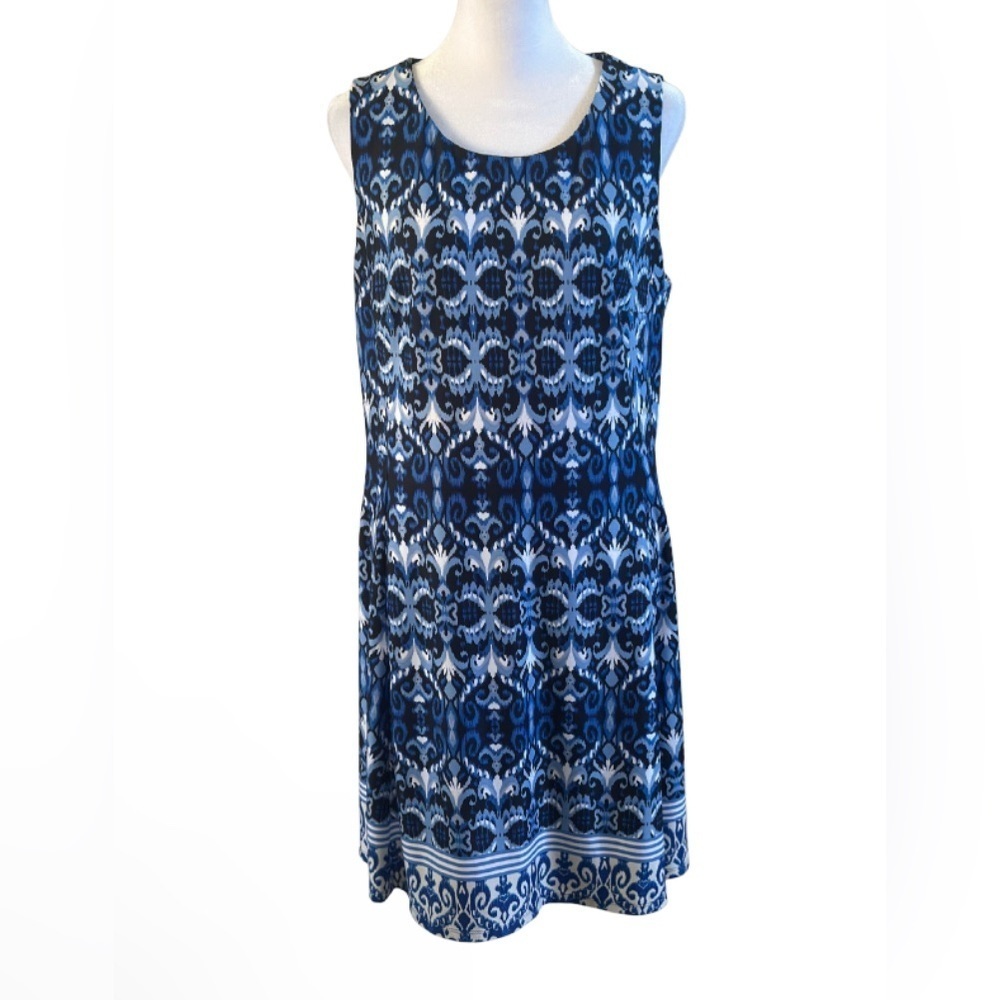 AB Studio Blue and White Abstract Dress